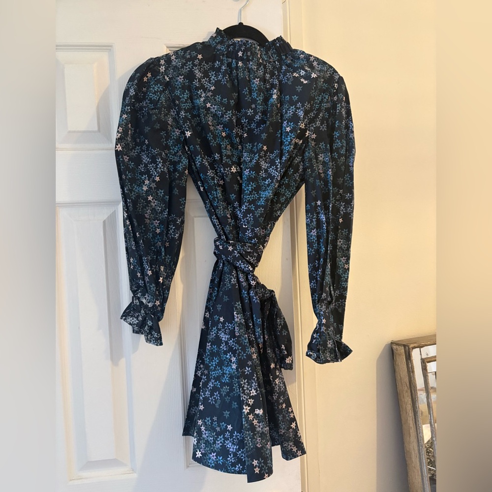 All Saints Black and Blue Floral Midi Dress - Picture 9 of 10